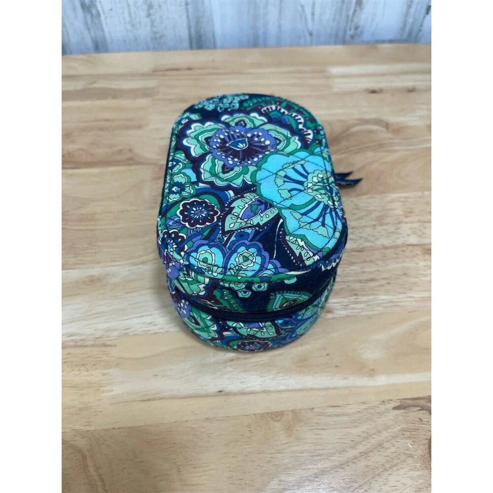 Vera Bradley Zip-Around Travel Jewelry Case Organizer Blue Green Floral